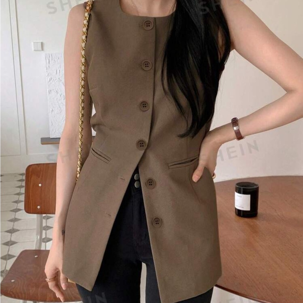 DAZY Women's Solid Color Business Casual Vest Jacket
